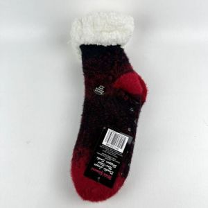 Wild Flowers Womens Double Layer Non Skid Slipper Socks, Red, 9-11