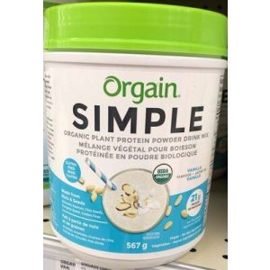 Orgain Simple Organic Plant Protein Powder Vanilla