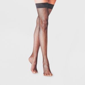 Women's Fishnet Thigh Highs - a New Day™ Black M/L