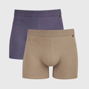 Hanes Explorer Premium Mens Trunks, Purple/Tan, 2-Pack Purple/Khaki S