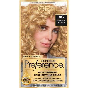 LOreal Paris Superior Preference Fade-Defying Permanent Hair Color, 8G Golden Blonde, 1 kit