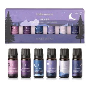 Folkulture 100% Pure Essential Oils Blend for Diffusers for Home, Set of 6 Aromatherapy Oils, Diffuser Oil or Fragrance Oil - Eucalyptus, Jasmine, Orange, Lavender, Rosemary, Peppermint (Sleep)