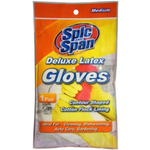 Spic And Span Deluxe Latex Gloves, Medium 1 Pair