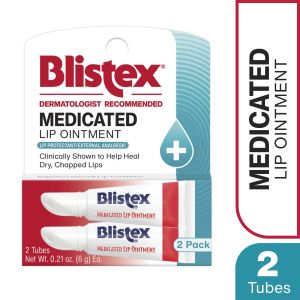 Blistex Medicated Lip Ointment - Advanced Moisture for Dry, Chapped Lips - 2 Count, 0.21oz Ea"