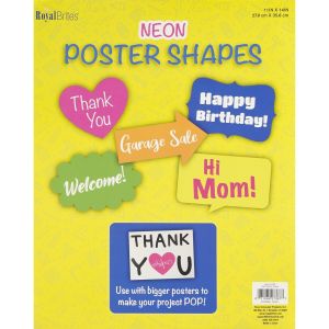 Royal Brites Neon Poster Board Shapes 11 x 14, A 60 Pack comes with 12 packs of 5 Neon Shapes