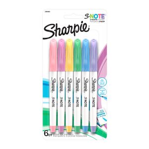 Sharpie® S-Note Highlighters, Chisel Tip, Assorted Ink, White Barrel, Pack Of 6 Highlighters