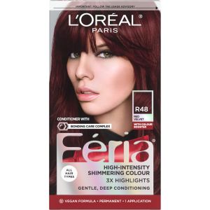 LOreal Paris Feria Permanent Hair Color, R48 Red Velvet Intense Deep Auburn