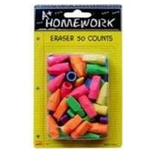 Cap Erasers - Assorted Colors - 50 count(Pack of 48 )