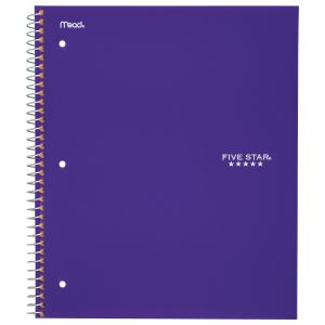 Five Star Wirebound Notebook, 1 Subject, Wide Ruled, 10 1/2
