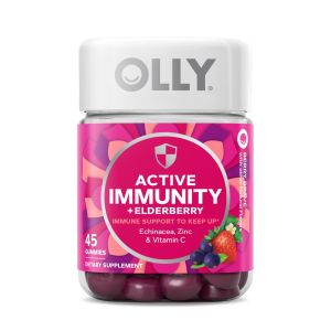 OLLY Immunity Gummy, Elderberry, Zinc, Vitamin C, Immune Support Supplement, Berry Flavor, 45 Ct"