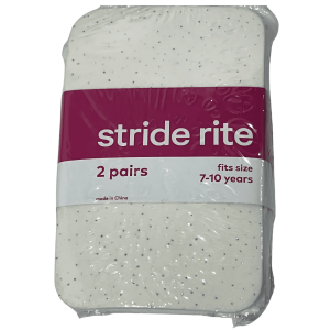 Stride Rite Girls Tights, White with Silver Glitter Design, 2 Pairs, Fits Ages 7-10 (65-90 lbs)