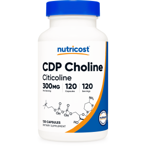 CDP Choline, Citicoline, 300 mg, 120 Capsules, Nutricost