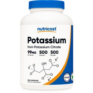 Nutricost Potassium Citrate 99mg, 500 Capsules - Non-GMO & Gluten Free Supplement