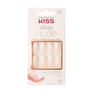 KISS Salon Acrylic, Press-On Nails, Leilani, Nude, Medium Coffin, 28 Count