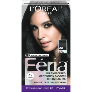LOreal Paris Feria Permanent Hair Color, 20 Black Leather Natural Black