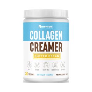 NativePath Keto Coffee Creamer Powder Butter Pecan — Keto-Friendly, Non-Dairy & Low Sugar Creamer. Made with Grass-fed Collagen Protein Powder, MCT Oil & Monk Fruit. Soy & Gluten Free (7.1 OZ)