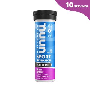 Nuun Sport +Caffeine Electrolyte Tablets for Proactive Hydration, Wild Berry, 10 Count Tube"