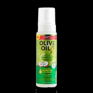 ORS Olive Oil Wrap/Set Mousse 7oz, All Hair Types, Defines, Soft Hold, Women, Shine Enhancing"