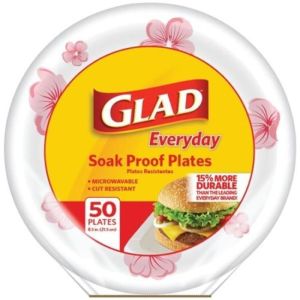 Glad Paper Plates, 8.5, Pink Flower, 50 Ct