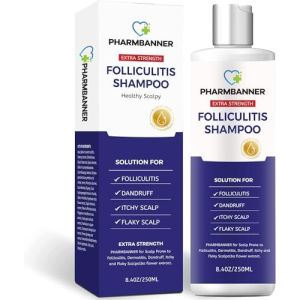 PHARMBANNER Anti-Dandruff and Antifungal Shampoo - Treats Folliculitis, Seborrheic Dermatitis, Psoriasis - Relieves Itchy, Dry Scalp