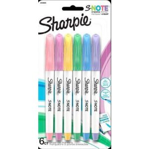 Sharpie® S-Note Highlighters, Chisel Tip, Assorted Ink, White Barrel, Pack Of 6 Highlighters