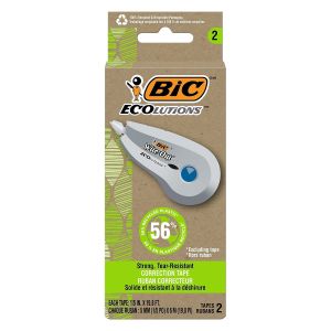 Wite-Out Brand Ecolutions Correction Tape, Non-Refillable, White, 0.2 x 19.8 ft, 2/Pack