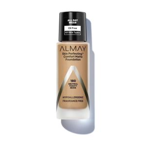Almay Skin Perfecting Comfort Matte Liquid Foundation, 180 Neutral Toasty Beige, 1 fl oz