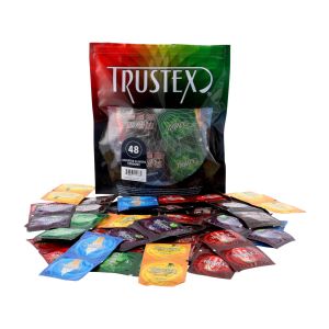 Trustex Assorted Flavors, Premium Latex Flavored Condoms, The Original Flavored Condom Company, Safe for Intercourse, Bag of 48