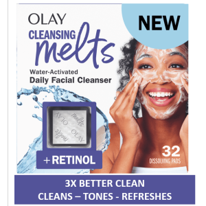 Olay Retinol Cleansing Melts Facial Cleanser, Foaming Face Wash for All Skin Types, 32 Count
