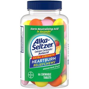 Alka-Seltzer Heartburn Relief + Antacid Chews, Assorted Fruit 66 Count"
