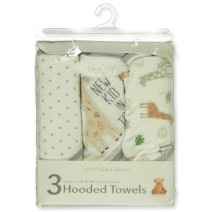 Rene Rofe 3-Pack Giraffe Hooded Towels - gray multi, one size"