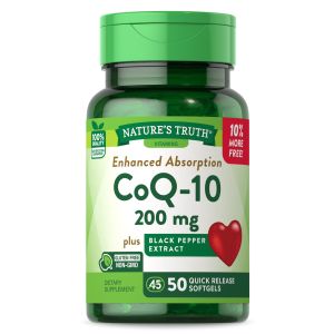 Nature's Truth CoQ10 200 mg Softgels | 50 Count  | Enhanced Absorption Supplement | Plus Black Pepper Extract | Non-GMO, Gluten Free"