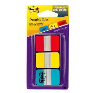 Post-it Tabs, 1 Wide, Red, Yellow, Blue, 12 Tabs/Color, 36 Tabs Total