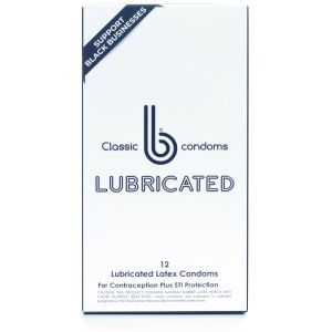 b condoms Classic Thin Lubricated Latex Condoms for Men, 12 Count - Regular Fit, Odorless and Vegan