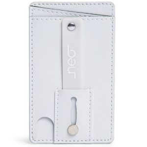 Neo Universal Smartphone Wallet, Grip, and Kickstand Holder with Convenient Grip, White (New Open Box)