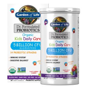 Garden of Life Dr. Formulated Kids Organic Probiotics | Daily Care | 5 Billion CFU | 30ct Berry Cherry Chewables