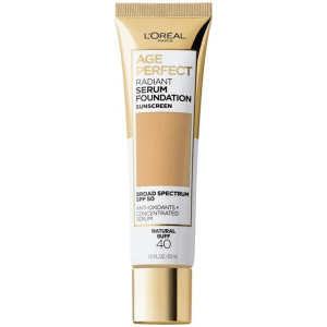 LOreal Paris Age Perfect Radiant Serum Foundation Makeup, 40 Natural Buff, 1 fl oz