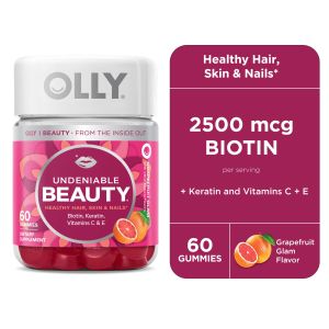 OLLY Undeniable Beauty Gummy, Supplement for Hair, Skin, Nails, Grapefruit, 60 Ct"