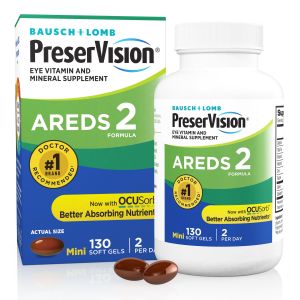 PreserVision® AREDS 2 Formula + Multivitamin, Eye Vitamin and Mineral Supplement with Lutein & Zeaxanthin–From Bausch + Lomb, 130 Soft Gels (MiniGels)