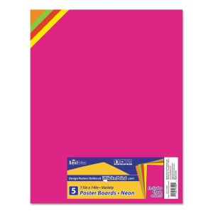 Royal Brites Variety Pack Fluorescent Poster Board, 11"" x14"" , Assorted Neon, Pack of 5"