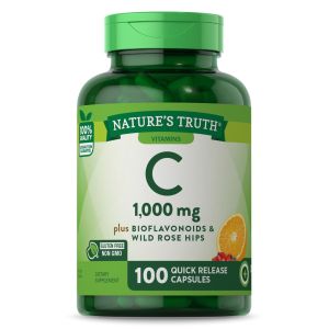 Vitamin C with Rose Hips and Bioflavonoids 1000mg  | 100 Quick Release Capsules | Vegetarian, Non-GMO, Gluten Free | By Nature's Truth"