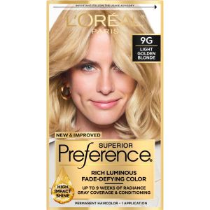 L'Oreal Paris Superior Preference Fade-Defying Permanent Hair Color, 9G Light Golden Blonde, 1 kit"