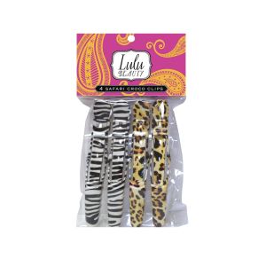 Lulu Beauty Croc Clip, Safari, 4 Ct