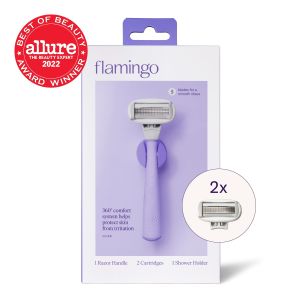 Flamingo Women's 5-Blade Manual Razor Handle and 2 Razor Blade Refills, Lilac"