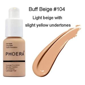 PHOERA Foundation Fluid foundation flawless Complete coverage Flawless New mattifying oil concealer 30ml 8 colors Optional, 104 Buff Beige excellent choice.