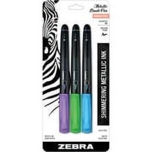 Zebra Pen Metallic Brush Pen, Medium Point, Pigment Ink, Assorted Colors, Zebra Metal.Brush ST 3/PKG, 3 Count"
