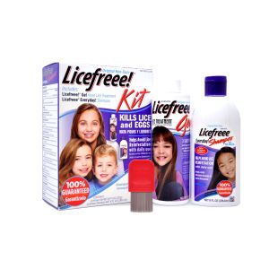 Licefreee 4-Piece Kit, Non-Toxic, Lice Killing Gel, Root Applicator, Metal Lice Comb & Daily Shampoo