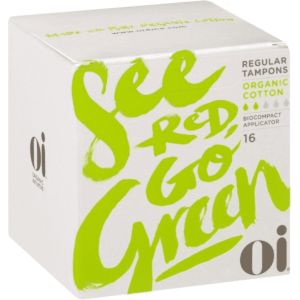 Oi Organic Cotton Tampons, Box of 16 Regular Tampons, Compact Plant-Based Applicator