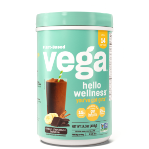 Vega Hello Wellness Youve Got Guts Plant Based Protein Powder, Choco Cinnamon Banana, 14 Servings (14.3oz)