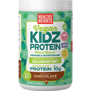 Healthy Heights KidzProtein Vegan, Shake Mix Powder, Chocolate, 10g Protein, 9.2oz